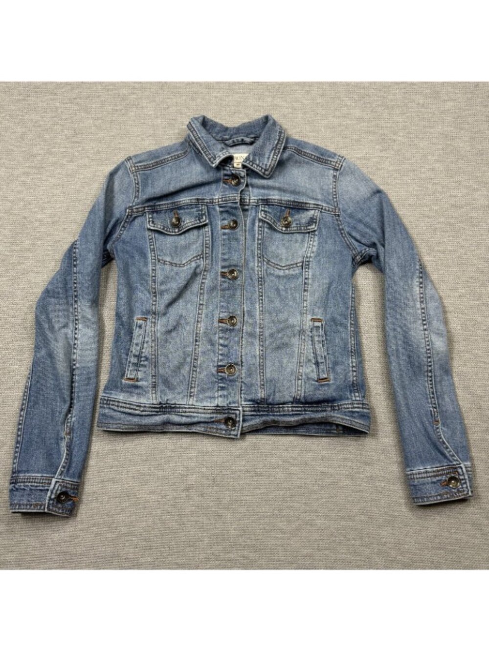 Merona Jean Jacket Womens Size XS Blue Denim Button Up Collared 4 Pockets Casual - Picture 5 of 13